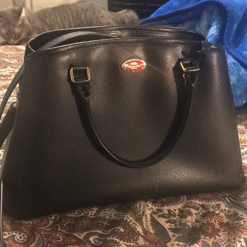 Coach Margot Carryall Black Leather Satchel